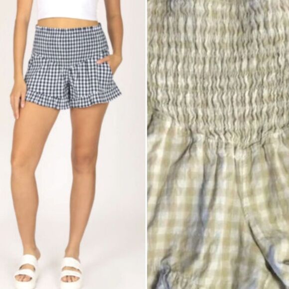 Sincerely Jules Yellow Gingham Smock High Rise Ruffled Shorts Medium - Picture 1 of 14